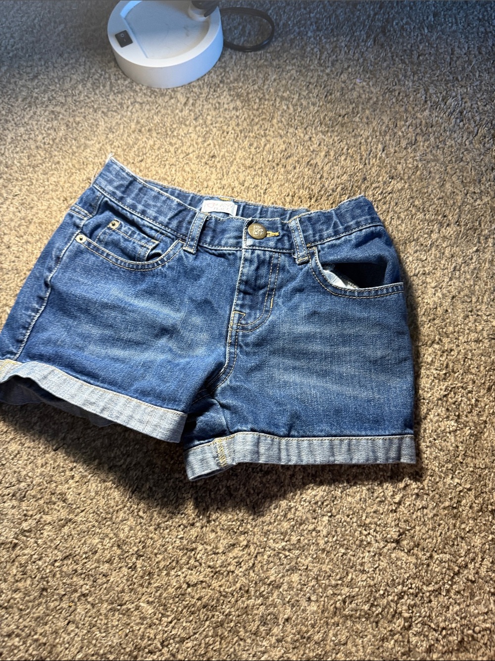 Denim Roll-Cuff Girls Shorts - Blue